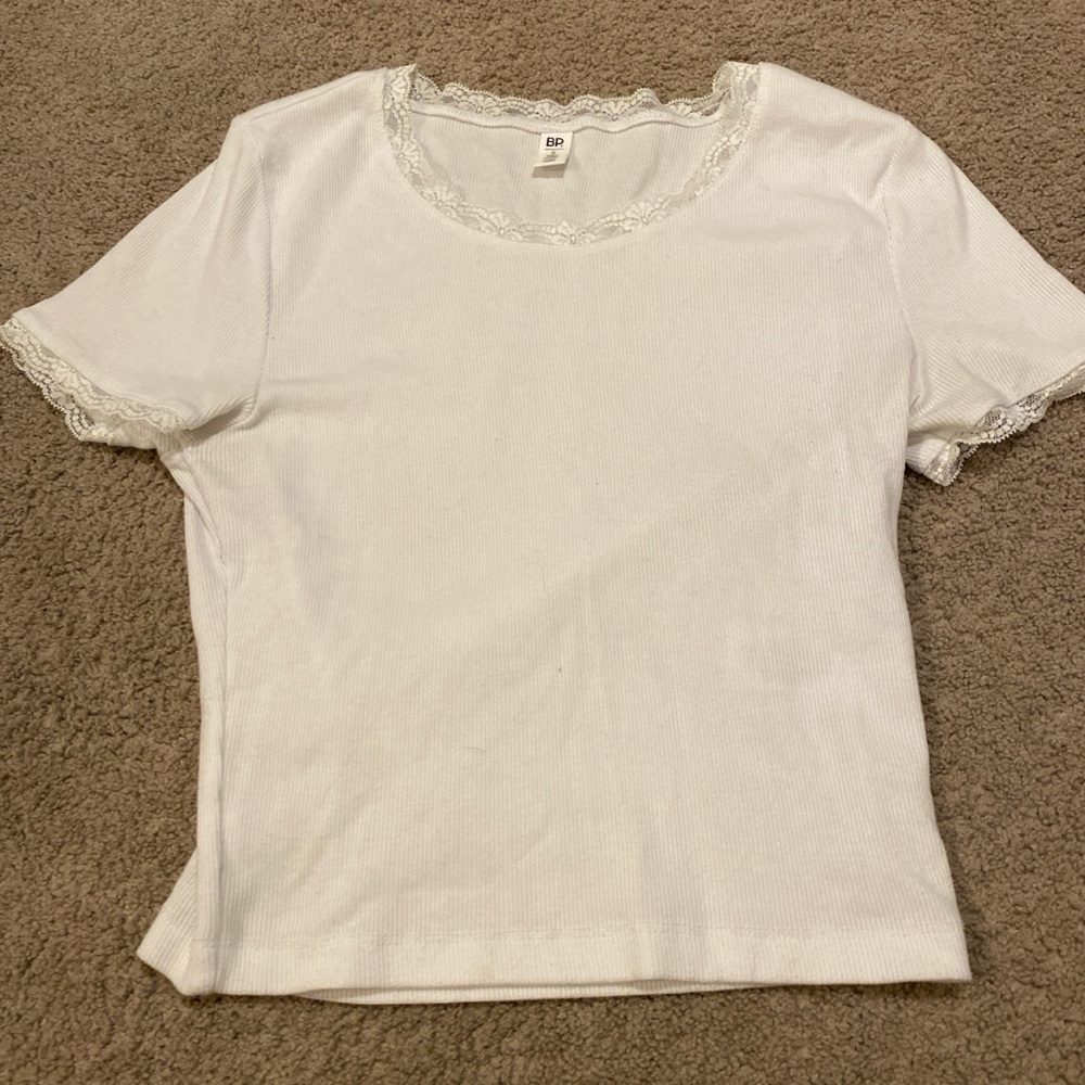 bp White Fitted Ribbed Short Sleeve T-Shirt